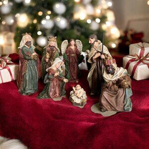 Hand-Painted 8-Piece Nativity Scene Figurine Set